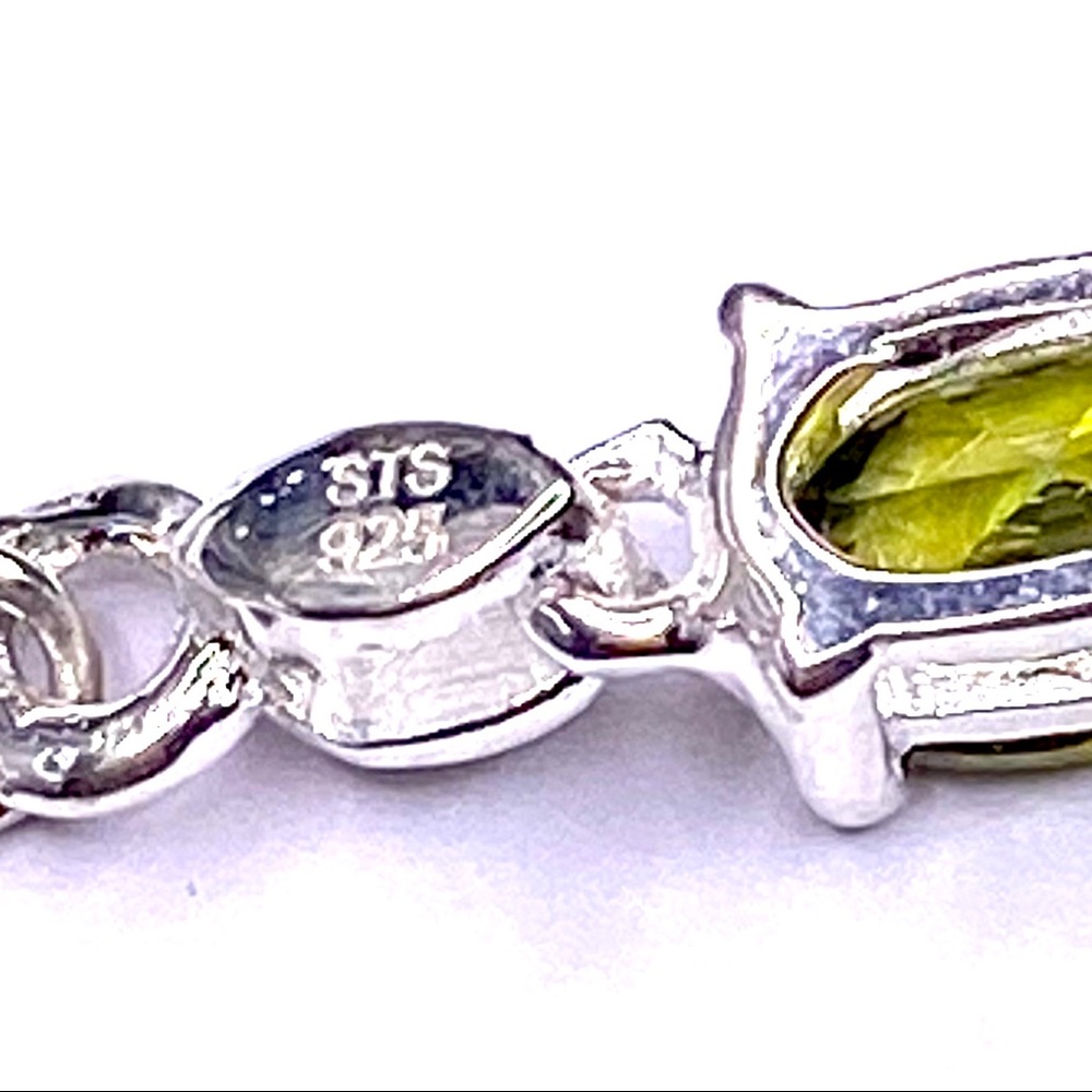 PERIDOT CZ BRACELET 925 STERLING & STAINLESS BOLO - Picture 6 of 7